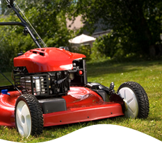 Red lawn mower